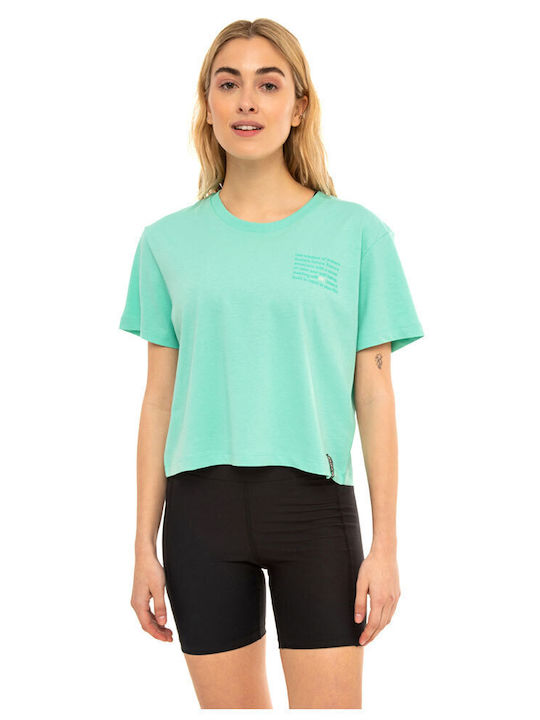 Damen Sommer Crop Top Baumwolle Kurzarm Grün