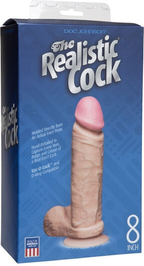 Doc Johnson The Realistic Cock Ρεαλιστικό Dildo με Όρχεις και Βεντούζα Flesh 22cm
