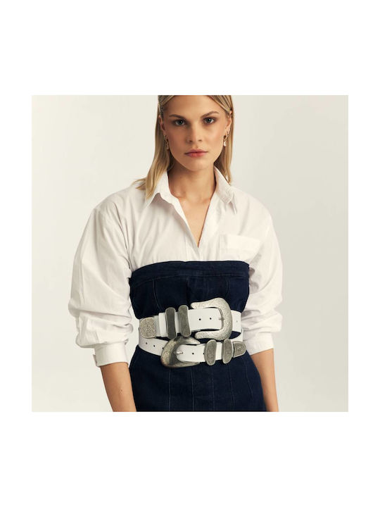 LEATHER TWIST - Women's Belt Keisi White