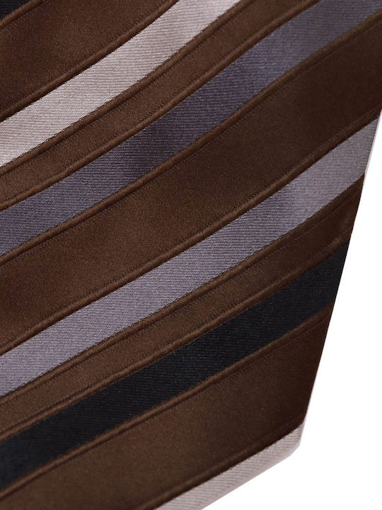 GALLIENI TIE 9CM STRIPED BLUE-BROWN