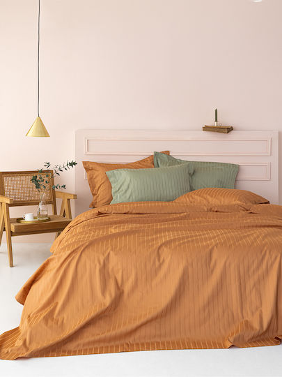 Palamaiki Bettwäsche-Set Überdoppel 240x270cm. Sateen Riga Orange 4Stück