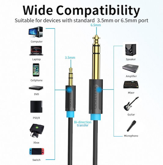 Vention Cable 6.3mm male - 3.5mm male 0.5m (BABBD)