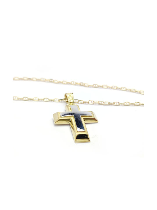 Men's Baptism Cross in Gold 14K Gold Set With Alyssis