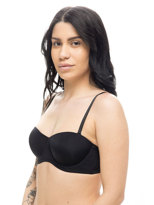 Women's Strapless Bra with Underwire without Padding (B Cup)-33-8020 Black