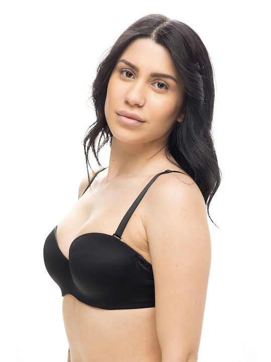 Women's Strapless Push Up Bra with Underwire (B Cup) -33-6025b Black