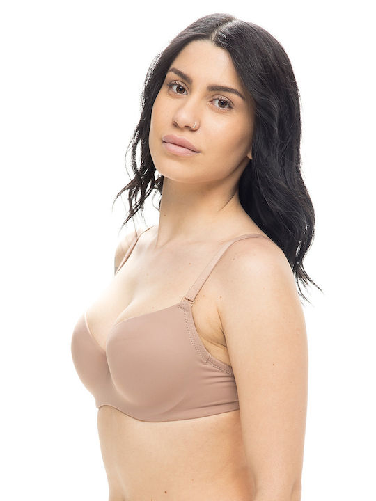 Women's Push Up Bra with Underwire and Removable Straps (B Cup) -33-6015a Leather