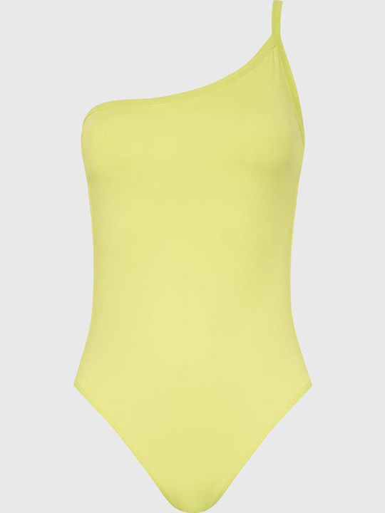 One Piece Swimsuit with One Shoulder Yellow