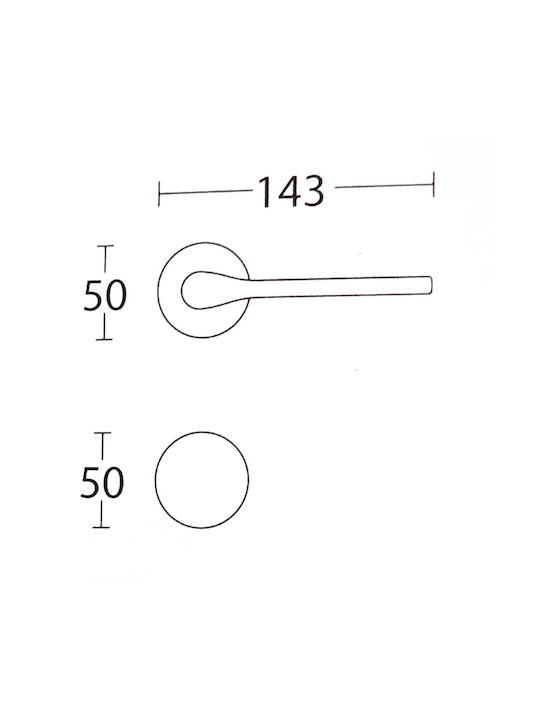 Rosetta Knopf N1515 Nickel matt 143mm Stück links für Haustür