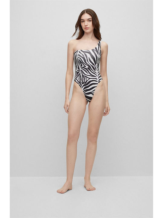 Savanna One Piece Swimsuit With One Shoulder Animal Print