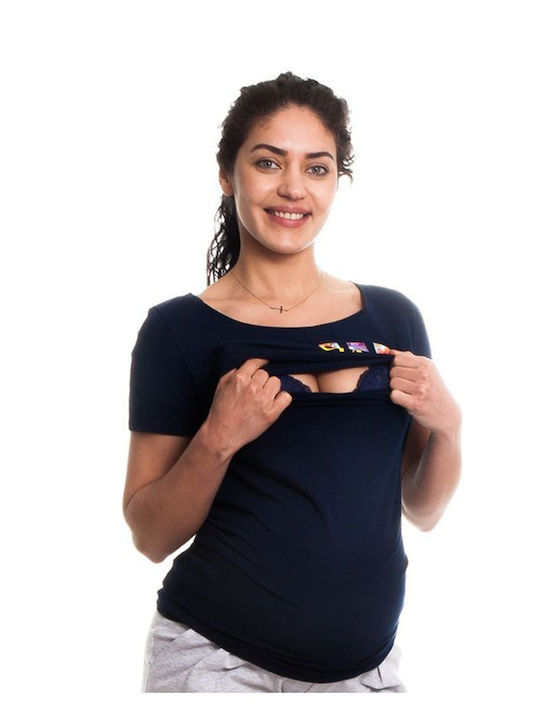 T-shirt εγκυμοσύνης και θηλασμού σκούρο μπλε 'MAMA CITA'