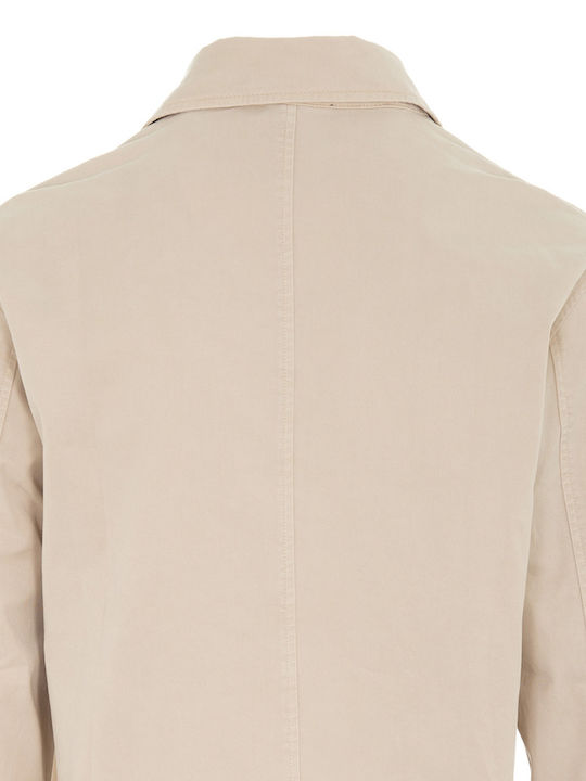 Μακρυμάνικo Overshirt σε Κανονική Γραμμή Μπεζ