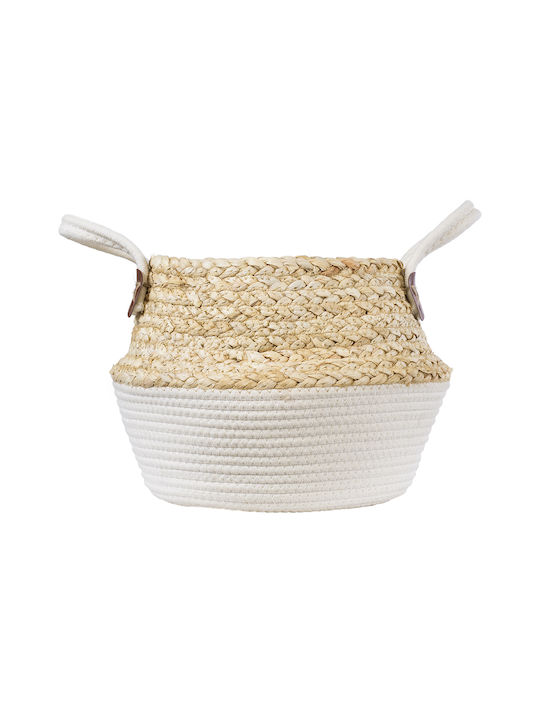 GloboStar KIMOLOS Planter Wicker White with Stand 22x22x26cm.