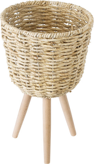 GloboStar Artificial Garden Limnos Planter Wicker Beige with Stand 26x26x42cm.