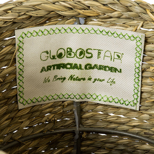 GloboStar THASSOS Κασπώ Ψάθινο Μπεζ 20x20x22εκ.