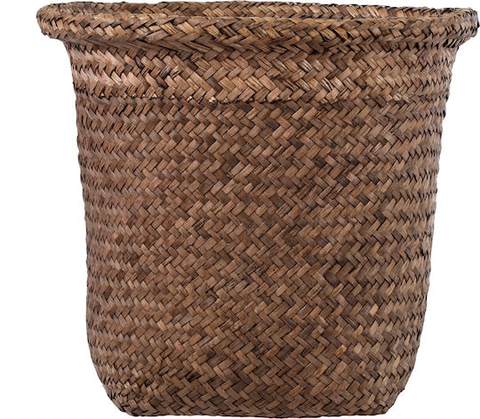 GloboStar Artificial Garden Skiathos Ghiveci Din paie Maro cu suport 26x26x26εκ.