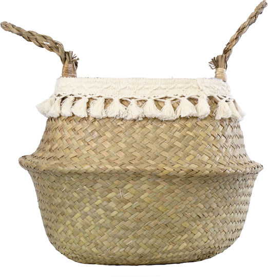 GloboStar MILOS Übertopf Korbweide Beige 32x32x28εκ.