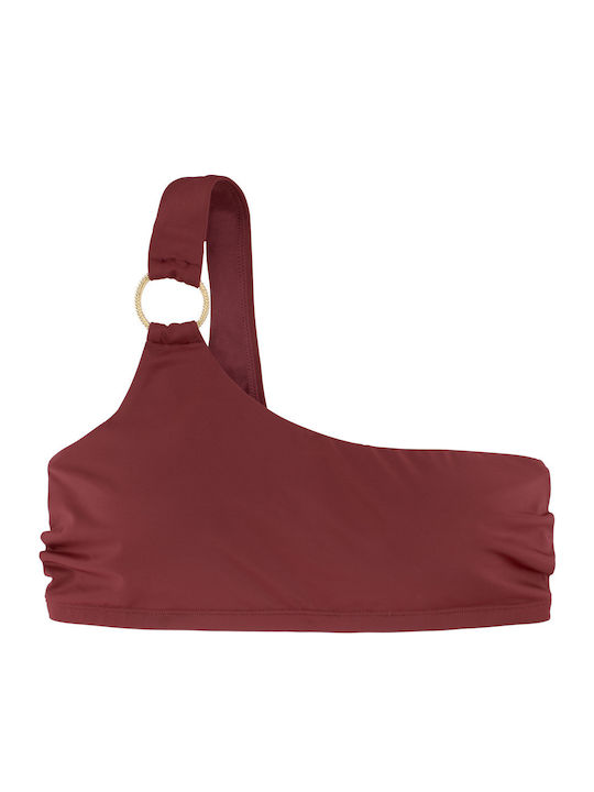 Padded One Shoulder Bikini Top Azores Red