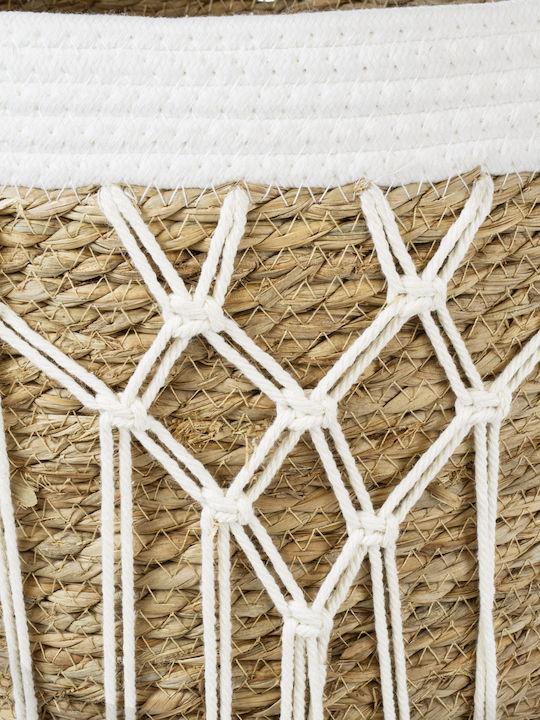 GloboStar Artificial Garden Sardinia Planter Macrame Beige with Stand 25x25x20cm.
