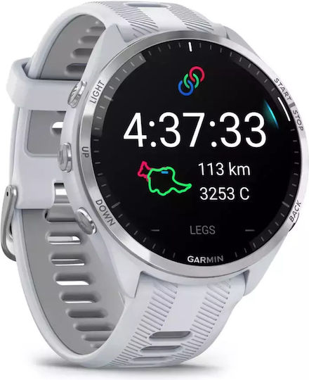 Garmin Forerunner 965 Titanium 47mm Αδιάβροχο Smartwatch με Παλμογράφο (Whitestone/Powder Grey)