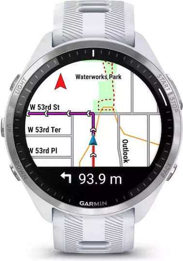 Garmin Forerunner 965 Titanium 47mm Αδιάβροχο Smartwatch με Παλμογράφο (Whitestone/Powder Grey)