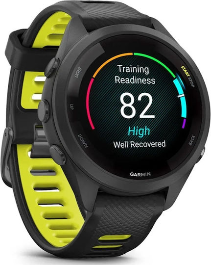 Garmin Forerunner 265s 42mm Waterproof Smartwatch with Heart Rate Monitor (Black/Amp Yellow)