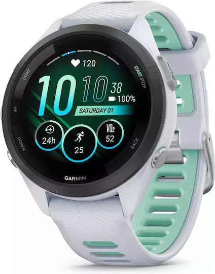 Garmin Forerunner 265s 42mm Waterproof Smartwatch with Heart Rate Monitor (Whitestone/Neo Tropic)
