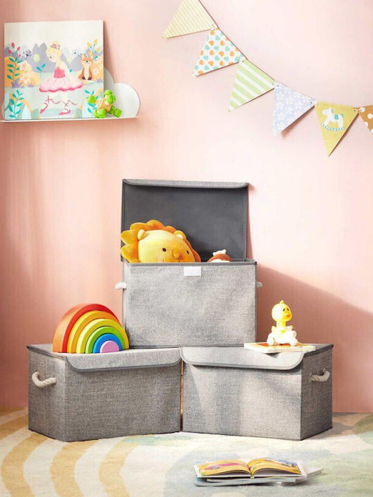 Songmics Stoff Aufbewahrungsbox mit Deckel Gray 38x25x25cm 3Stück