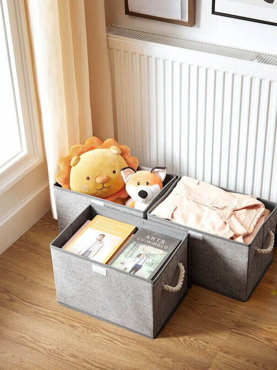 Songmics Stoff Aufbewahrungsbox mit Deckel Gray 38x25x25cm 3Stück