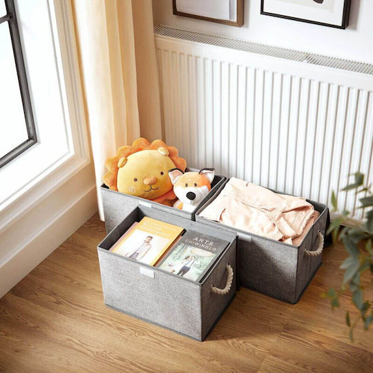 Songmics Fabric Storage Box with Lid Gray 38x25x25cm 3pcs