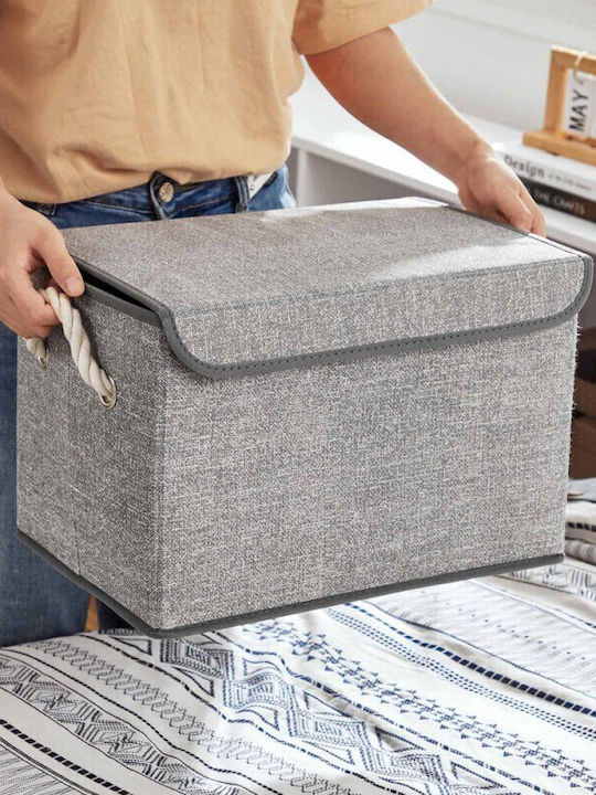 Songmics Stoff Aufbewahrungsbox mit Deckel Gray 38x25x25cm 3Stück