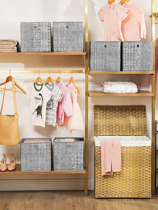Songmics Fabric Storage Box with Lid Gray 30x30x30cm 6pcs