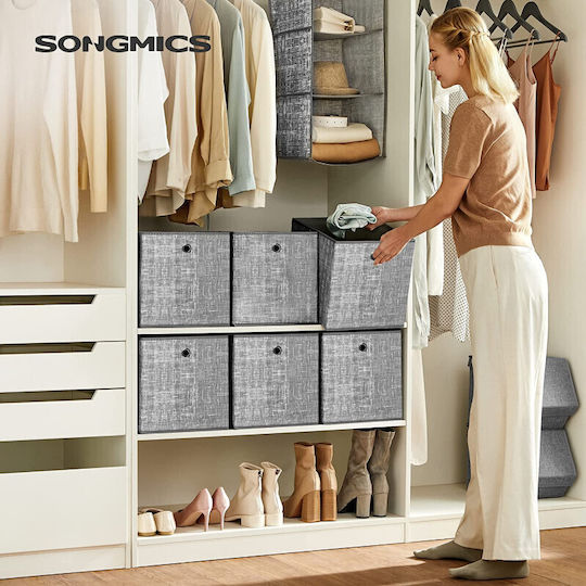 Songmics Tesatura Cutie de Depozitare cu Capac Gri 30x30x30cm 6buc