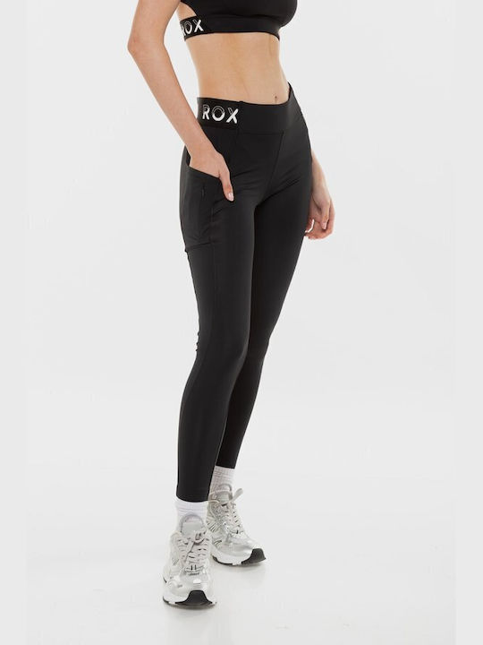 Roxy Bold Moves Ausbildung Frauen Lang Leggings Hochgeschnitten Schwarz