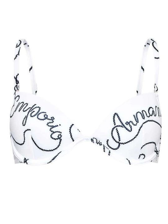 Emporio Armani Underwire Bikini Set Bra & Slip Bottom with Laces with Adjustable Straps White