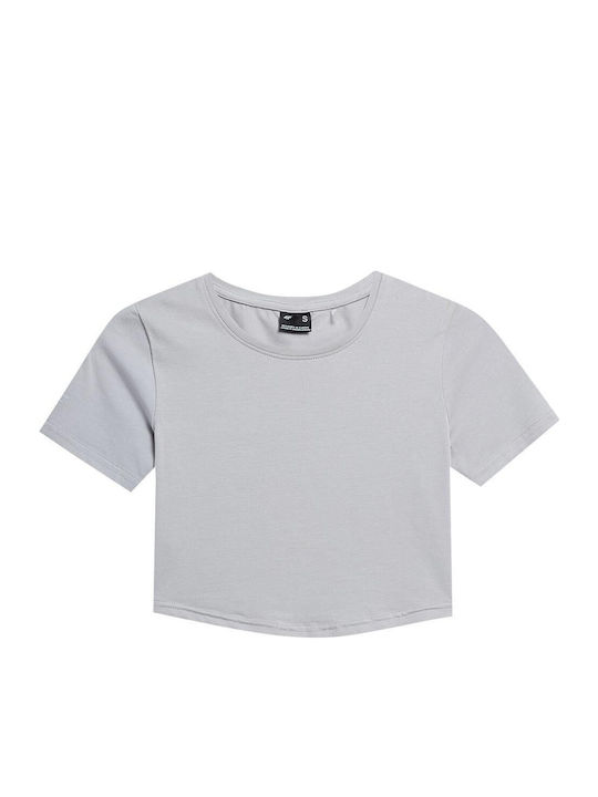 Women's Athletic Crop Top Short Sleeve Gray