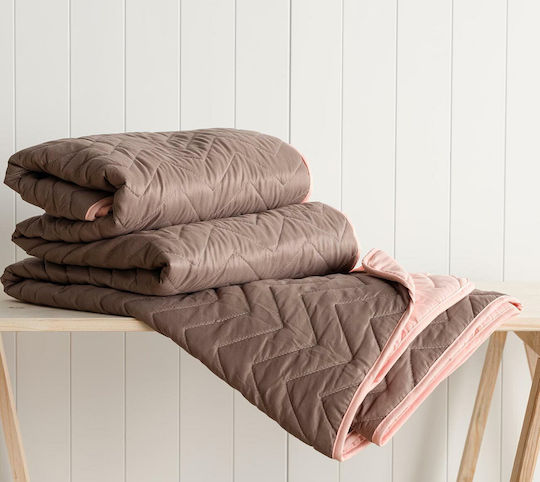 Vesta Home Cuvertură Pat Microfibra Maro-Roz 160x230cm