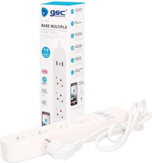 GSC Smart Πολύπριζο 4 Θέσεων με 2 USB-A, 2 USB-C, Διακόπτη και Καλώδιο 1.5m