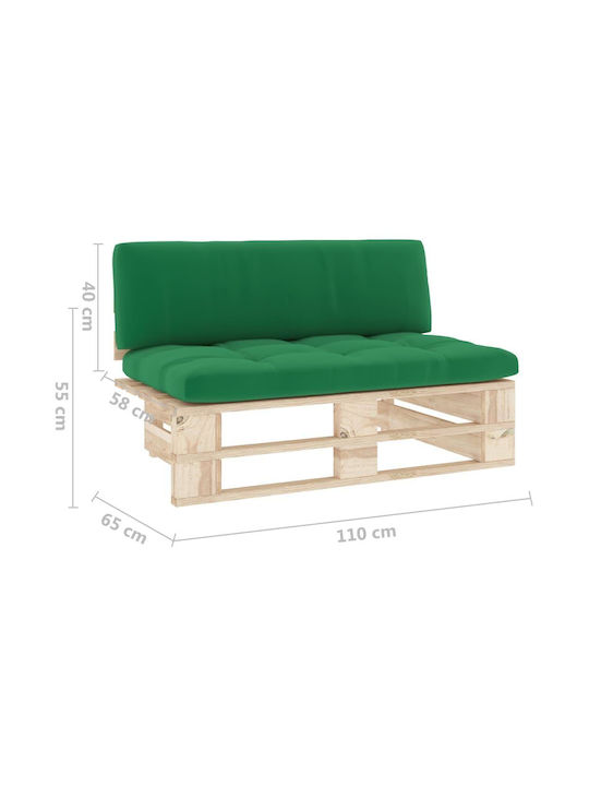 Two-Seater Sofa Outdoor from Pallets with Pillows 110x65x55cm
