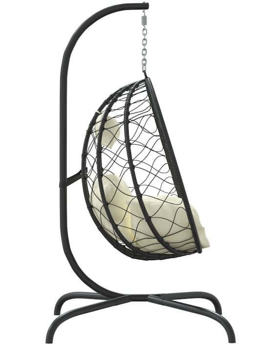 Leagăn cu bază și pernă Rattan Negru Rezistență până la 150kg L106xL103xH195cm
