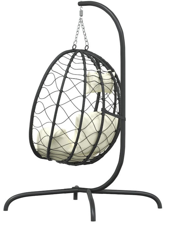 Leagăn cu bază și pernă Rattan Negru Rezistență până la 150kg L106xL103xH195cm