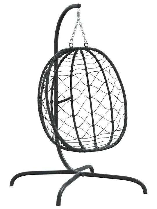 Leagăn cu bază și pernă Rattan Negru Rezistență până la 150kg L106xL103xH195cm