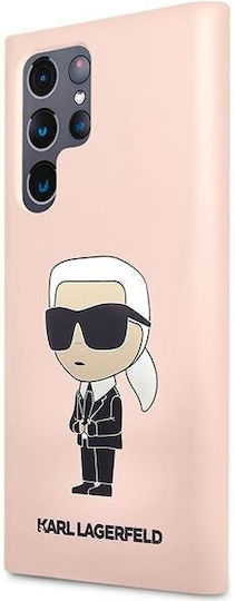 Karl Lagerfeld Ikonik Umschlag Rückseite Silikon Rosa (Galaxy S23 Ultra)