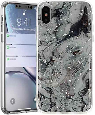 Marble Case Umschlag Rückseite Schwarz (Galaxy A30)