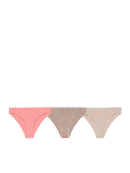 Invisible Βαμβακερά Women's Brazil 3Pack Seamless Beige