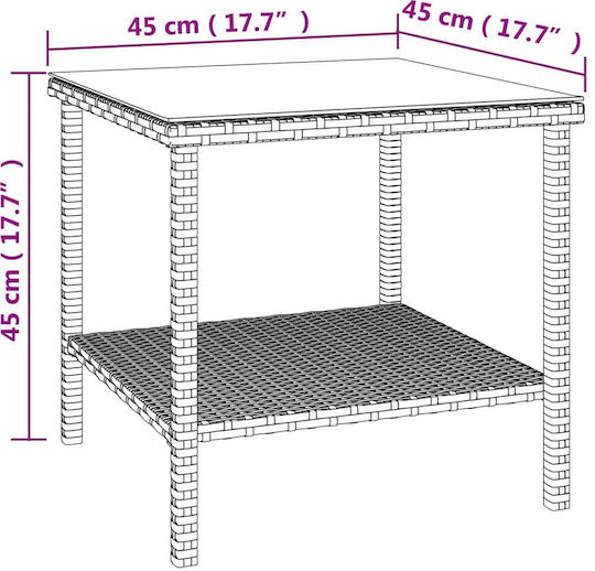 Помощна маса за Малки Външни Пространства Ратан Стабилна Черен 45x45x45бр