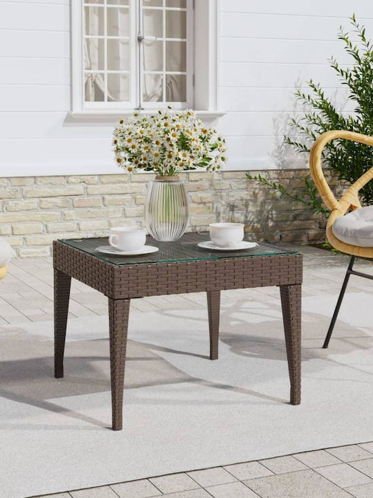 Auxiliary Outdoor Rattan Table Brown 50x50x38cm