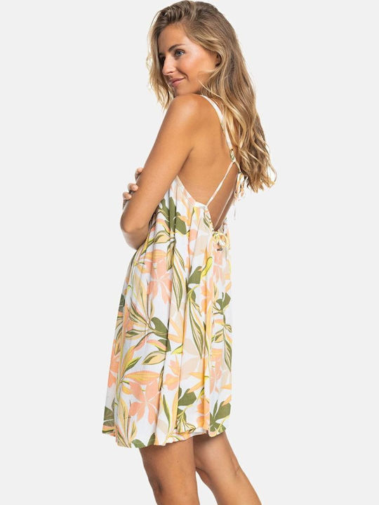Roxy Summer Adventures Γυναικείο Κοντό Φόρεμα Παραλίας Λευκό