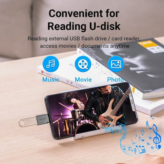 Vention Converter USB-C male to USB-A female Gray 1pcs CDQH0