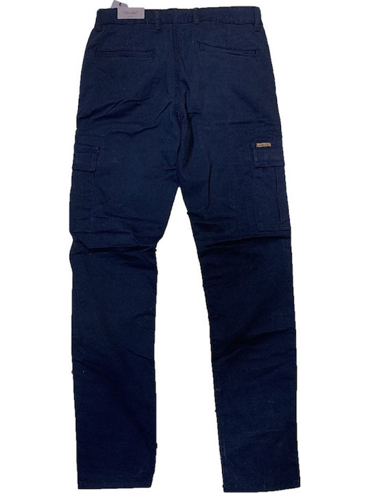 Ανδρικό Παντελόνι Cargo Ελαστικό Loose Fit Navy Μπλε