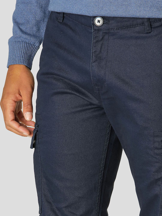 Ανδρικό Παντελόνι Cargo Ελαστικό Loose Fit Navy Μπλε